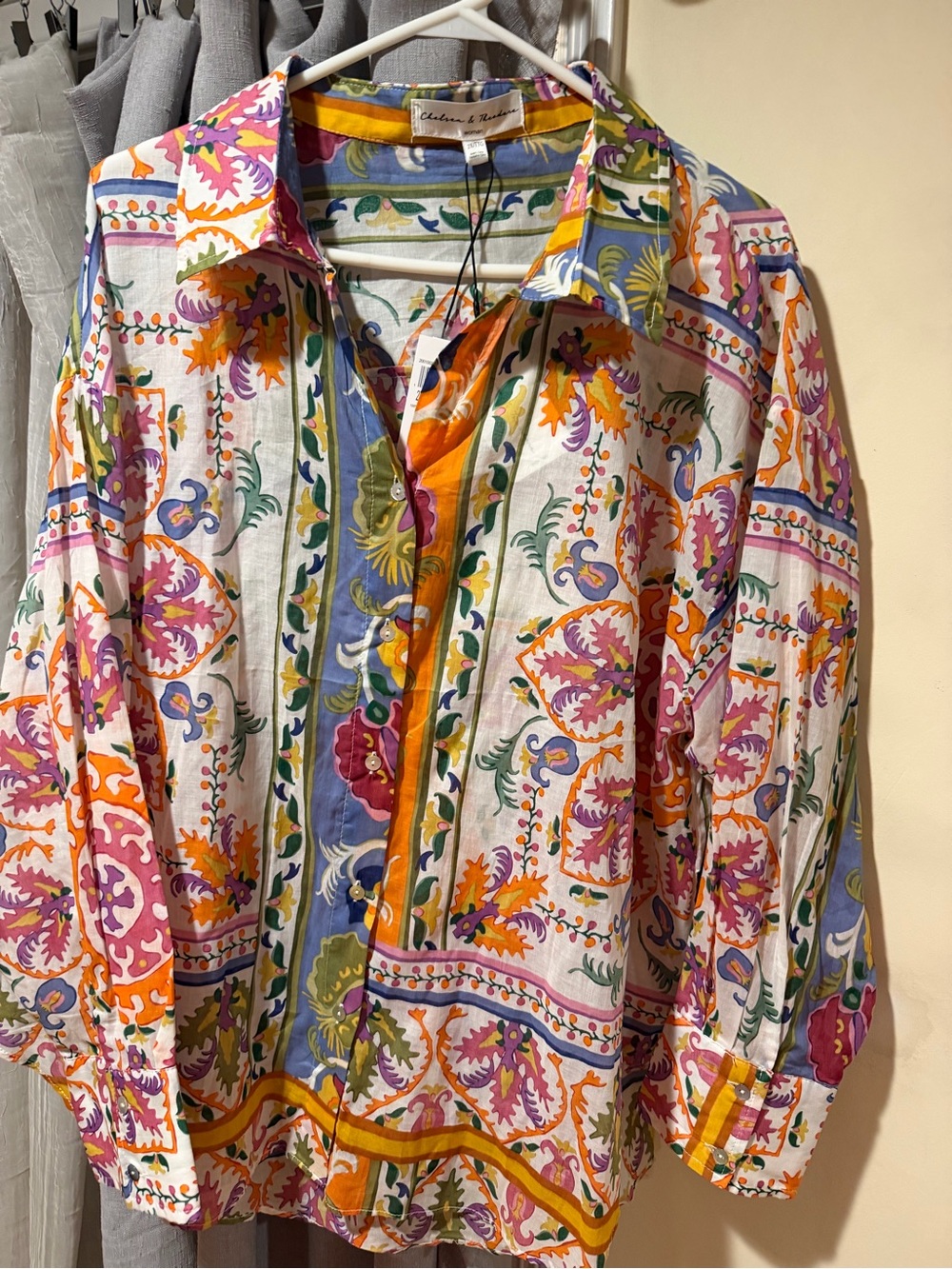 Chelsea & Theodore Women's Multicolor Floral-Print Shirt - Blue/Green